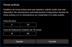 Horas de actualización automática en Windows 10